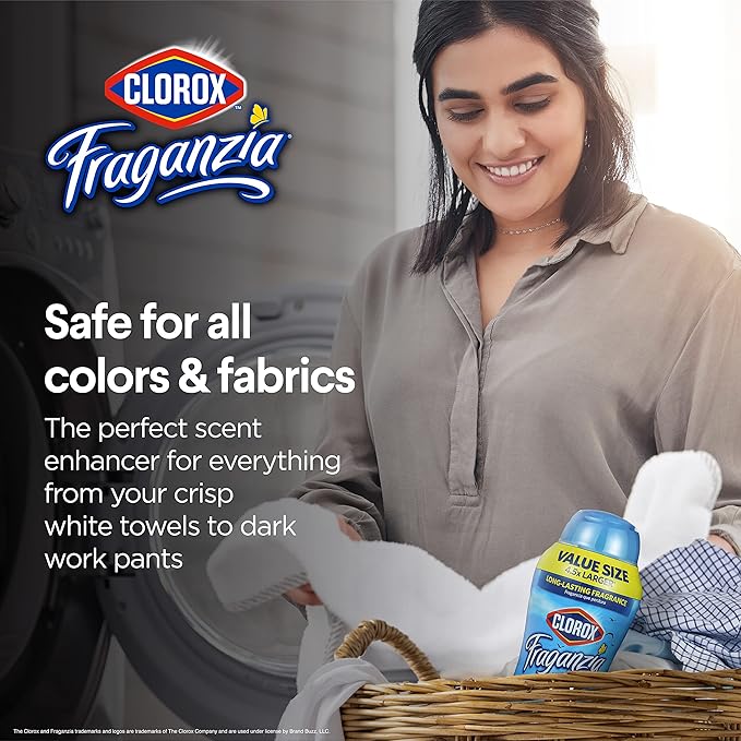 Clorox Fraganzia Laundry Scent Booster Crystals, In-Wash Fragrance Beads for Fresh-Smelling Clothes & Linens, Safe for All Fabrics & Colors, Easy-Pour Bottle, Morning Sky Scent, 70 Oz