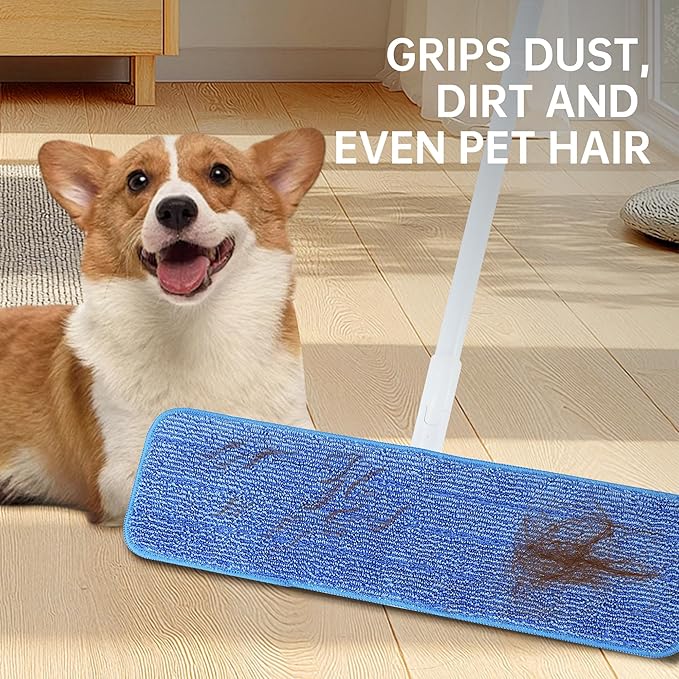 Onesimus Pack of 6 Microfiber Cleaning Pads Compatible with All Bona Spray Mops, Reusable 15''-18'' Microfiber Mop Pads, Hardwood Floor Cleaning Mop Pads Replacement, Machine Washes