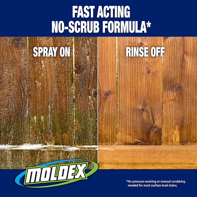Moldex® Instant Outdoor Cleaner with Hose End, Non Bleach Formula, 64 oz – Fast Acting Spray for Mold and Mildew Stains on Siding, Decks, Fences and Exterior Surfaces