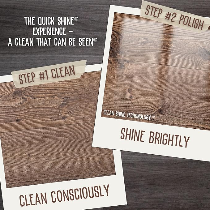 Quick Shine Hardwood Floor Cleaner 27oz, 6Pk| Use in Spray & Vac Mops| Removes Dirt & Scuff Marks| Ready-to-Use, Streak Free, No Rinse| Safer Choice Cleaner| Perfect for Gentle and Effective Cleaning