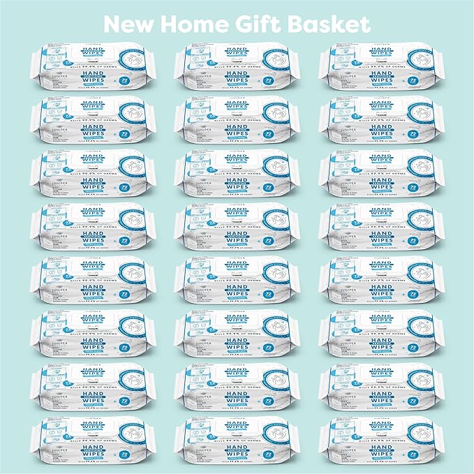 24 Pack Hand Sanitizing Wipes, All-Purpose Cleaner for Bathroom, Kitchen, Office, 1728 Count Soft Flow with Gift Basket