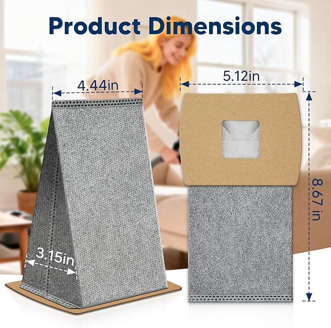 12 Pack Vacuum Bags Replacement for Oreck Handheld Vacuum Cleaner BB180, BB280, BB850, BB870, BB880, BB900, BB1000, BB1100, BB1200, MV160, CC1600, Replaces Part # PKBB12OF
