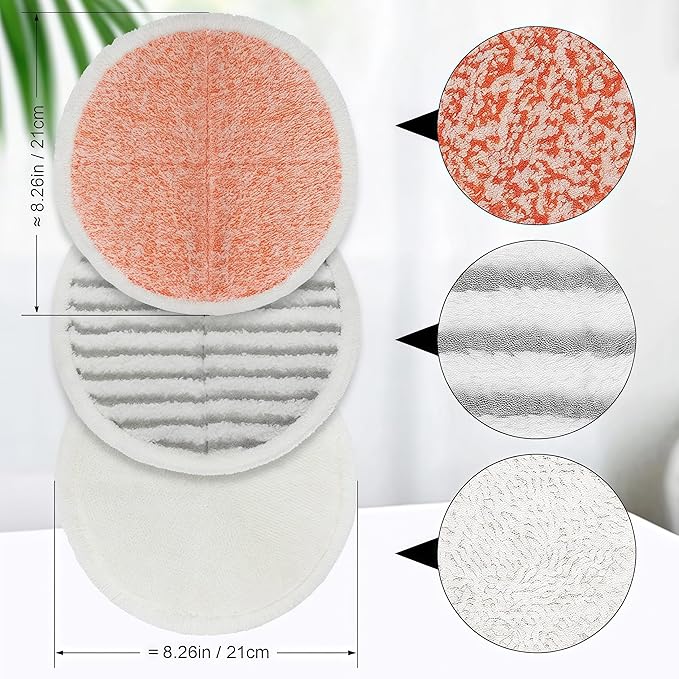 Replacement Pads for Bissell Spinwave Mop: 6 Pads for Bissell Spinwave/Spin Wave/Crosswave,Expert/Pet/Cordless Hard Floor,2124 20393 2039a 20399 2039w 23159 23157 Spin Mop Cleaner Scrub/Scrubber Pads