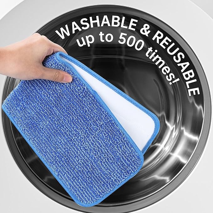 Onesimus Pack of 6 Microfiber Cleaning Pads Compatible with All Bona Spray Mops, Reusable 15''-18'' Microfiber Mop Pads, Hardwood Floor Cleaning Mop Pads Replacement, Machine Washes