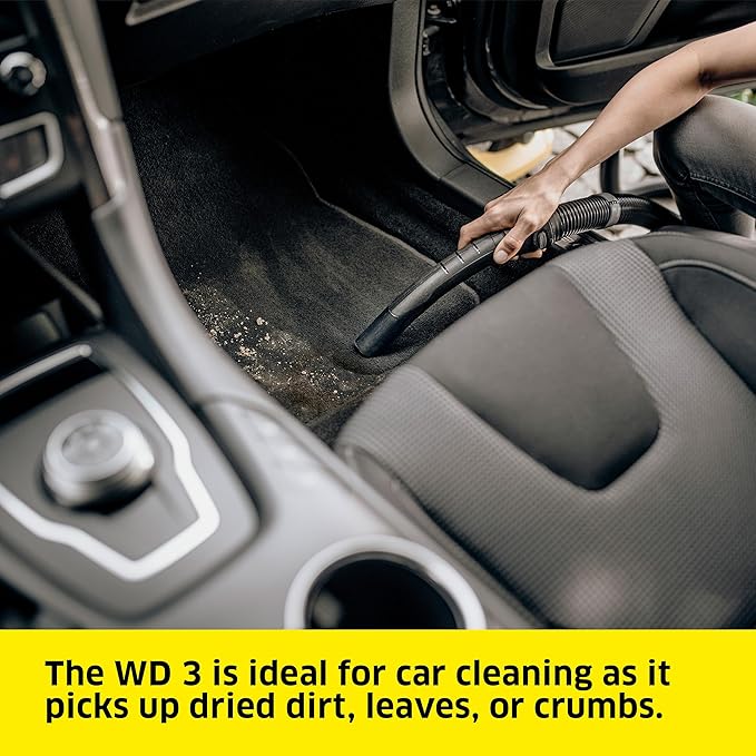 Kärcher Shop Vacuum WD 3, 4.5 Gal, 2.8 Peak HP, 26 ft Reach, Wet Dry Vacuum Cleaner, Blower Function, Crevice Tool, Floor Nozzle, Great for Car Cleaning