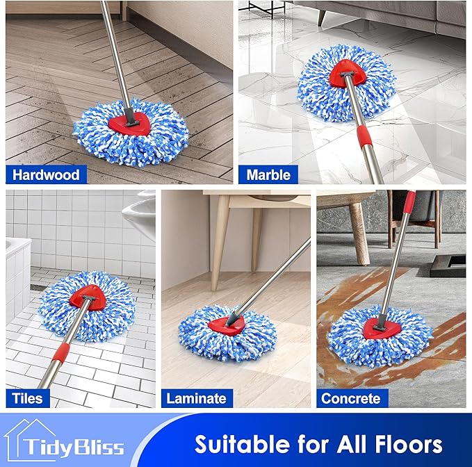 Spin Mop Head Replacement Compatible with O Cedar Triangle Swivel Mops, 6 Pack Microfiber Spin Mop Refills Replace Head Cleaning Floors for O-Cedar RinseClean 2 Tank System