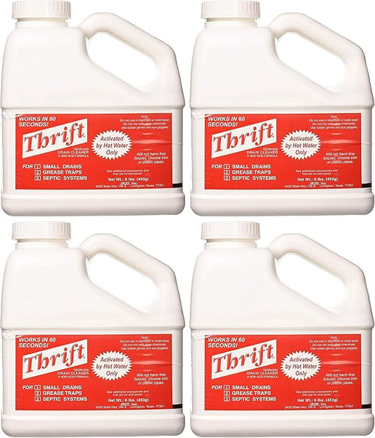 THRIFT FBA_T-600 T-600 Alkaline Based 6 lb. Granular Drain Cleaner, White (Fоur Расk)
