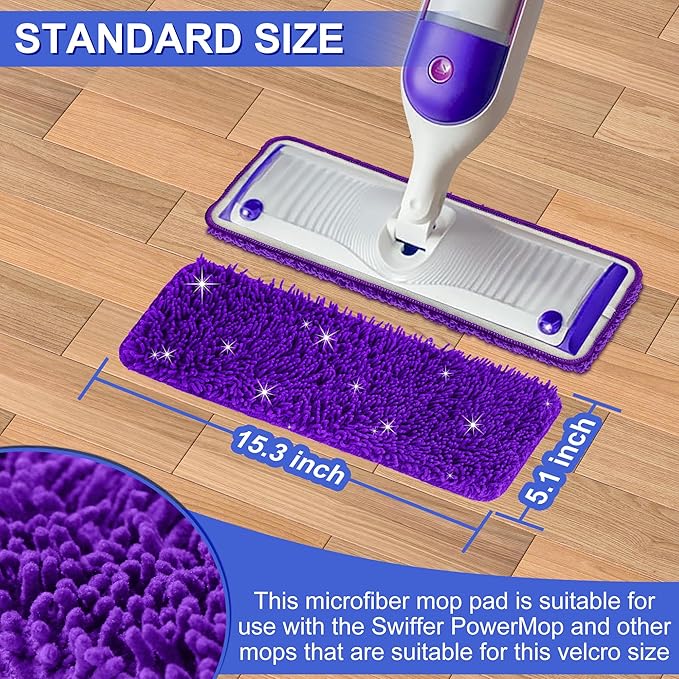 Microfiber Mop Pads Compatible with Swiffer PowerMop,Spray Mop Replacement Pad for Swiffer Power Mop Refill Pads,4 Pack Reusable Mop Pads Washable Mop Refills for Floor Cleaning
