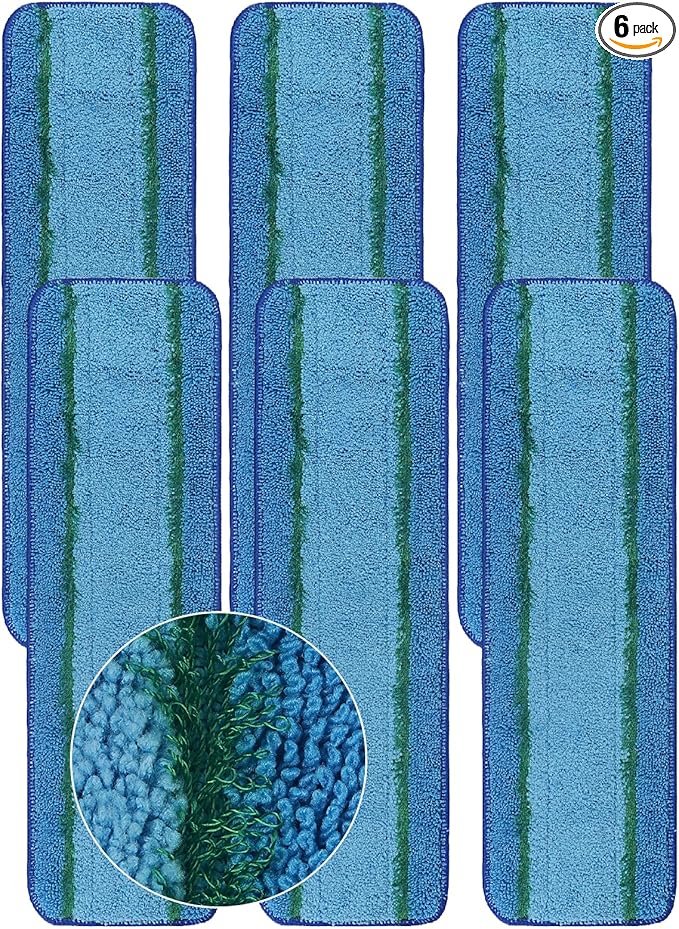 6 Pack Deep Clean Pads Replacement for Bona Family of Mops, Washable & Reusable Microfiber Cleaning Pad for Hardwood and Multi-Surface Floors Cleaning Head, Wet/Dry Mop
