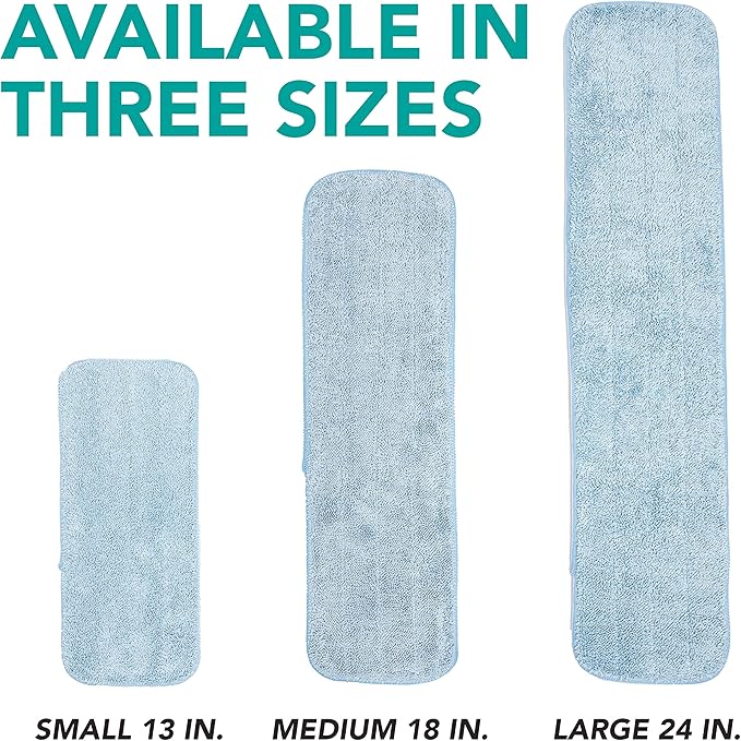 Arkwright Spray Mop Replacement Pads - (Pack of 12) Bulk Microfiber Flat Dry and Wet Refill Mop Pads Floor Cleaning, Compatible with Bona and Rubbermaid, Fits All Mop Heads, 24 in, Blue