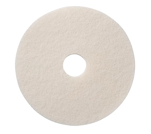 Americo White Super Polish Floor Pad, 22" Diameter, 3.25" Center Hole, 5 Pads/Case, Machine Floor Pads for Polishing Dry Floors, Made of 100% Recycled Content, USA Made