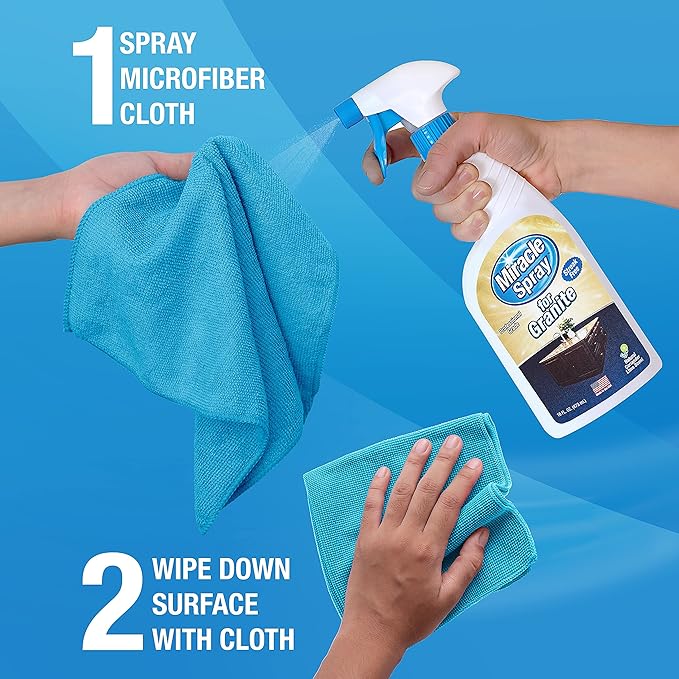 MiracleSpray for Granite & Stone, Clean, Protect, Polish Stone, Marble, Quartz, Slate, Tile, Laminate Surfaces in Kitchen and Bathroom - 16 Fl Oz