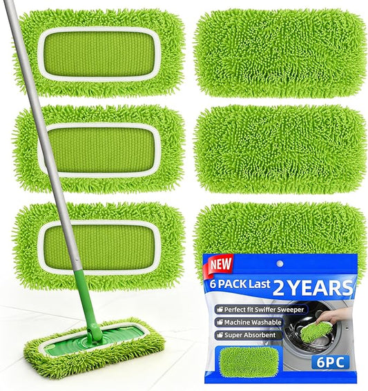 3 Pack Spin Mop Head for Ocedar & 6 Pack Reusable Mop Pads for Swiffer Sweeper Bundle for Wet & Dry Floor Cleaning and Hardwood Floor Cleaning