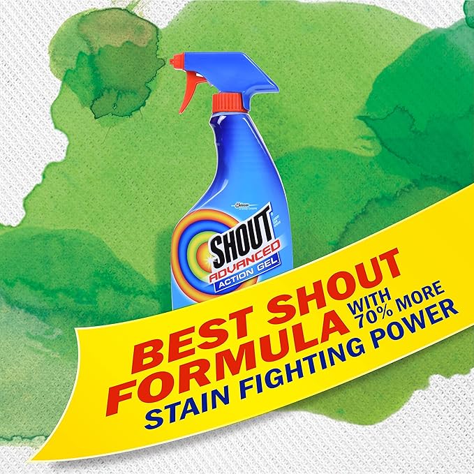 Shout Advanced Laundry Stain Remover Gel for Clothes Laundry, Breaks Down Stubborn, Dried-in, and Tough Stains, 22oz Spray, Pack of 6 (Packaging May Vary)