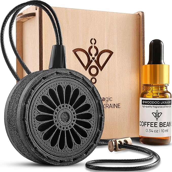 Handmade Wood Car Air Freshener — Best Wheels Designed Refillable Essential Oil Diffuser — Long Lasting Coffee Beans Fragrance Oil 10 ml — Car Accessories Gift Box