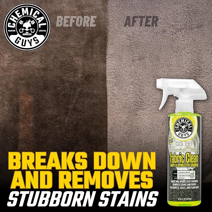 Chemical Guys CWS21916 Foaming Citrus Fabric Clean Carpet & Upholstery Cleaner, Ready to Use, Sprayable (for Carpets, Seats & Floor Mats), Safe for Cars, Home, Office, & More, 16 fl oz, Citrus Scent