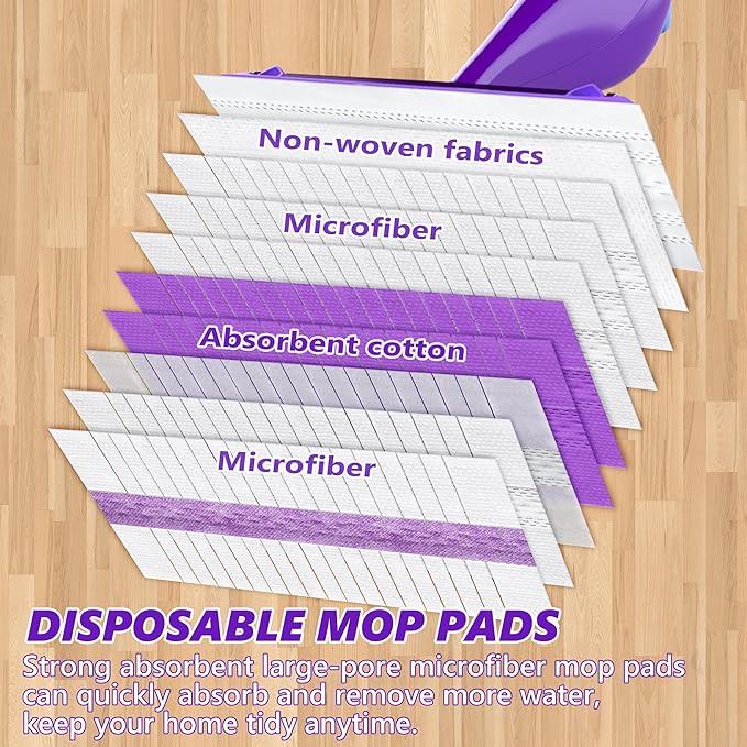 8 Count Disposable Mop Pads Refills for Swiffer WetJet, Multi Surface Hardwood Floor Cleaner Spray Mop Pads Refills Multi Layers Thickened and Super Absorbent