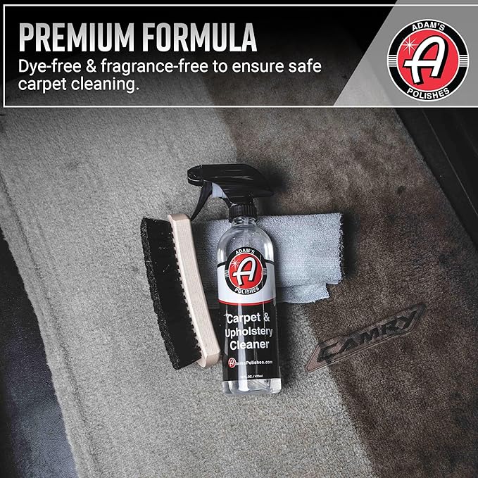 Adam's Polishes Carpet & Upholstery Cleaner - Powerful Carpet Cleaner For Auto Detailing | Cloth, Upholstery & Fabric Car Interior Cleaning Solution | Stain Remover Spray For Car Seat, Floor Mats