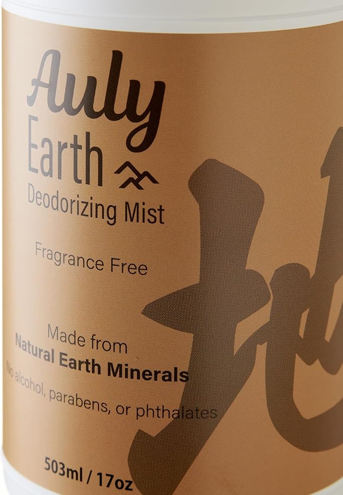 Auly Earth Deodorizing Mist - Mineral-Based Odor Eliminator for Fabric & Air - Unscented Spray for Homes with Pets - Japanese Mineral Formula (17 Fl Oz)