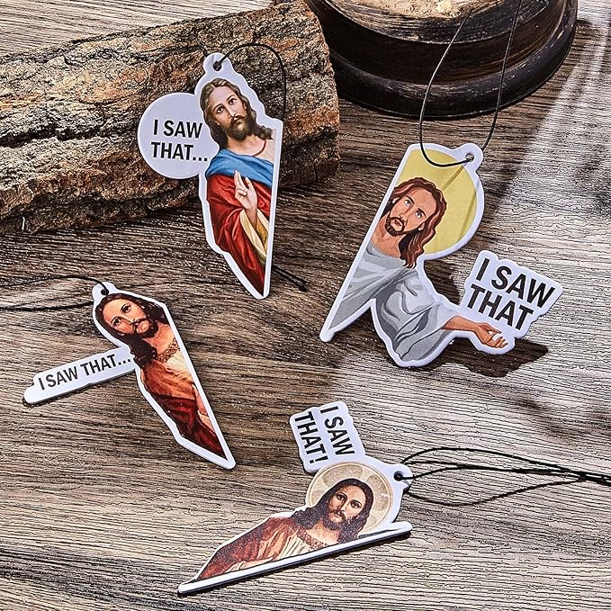 8 Pack Jesus I Saw That Car Air Fresheners Funny Hanging Air Fresheners Car for Cute Mirror Freshener Mirror Scented Hanging Accessories for Men Woman