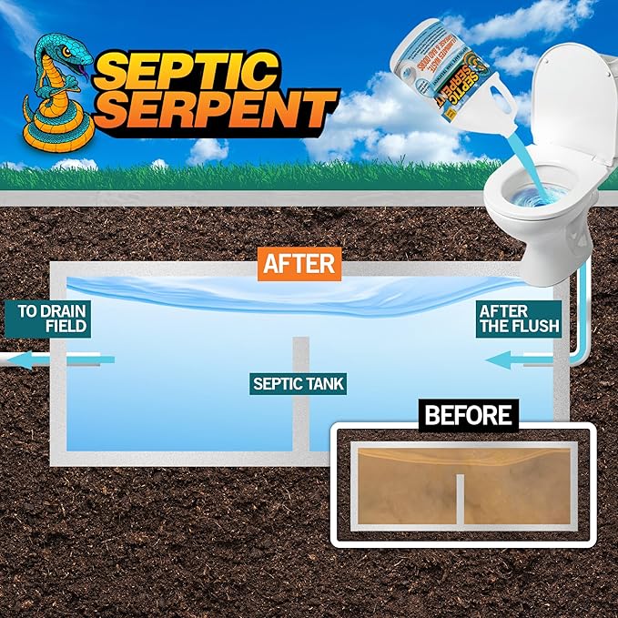 CCP Direct Septic Serpent Tank Treatment, Fast-Acting Eco-Friendly Liquid Septic Tank Treatment, Breaks Down Waste with High-Potency Enzymes & Beneficial Bacteria (Bulk Case of 12 x 32 Oz. Bottles)