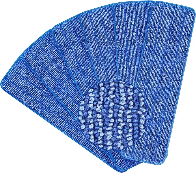 Onesimus Pack of 6 Microfiber Cleaning Pads Compatible with All Bona Spray Mops, Reusable 15''-18'' Microfiber Mop Pads, Hardwood Floor Cleaning Mop Pads Replacement, Machine Washes