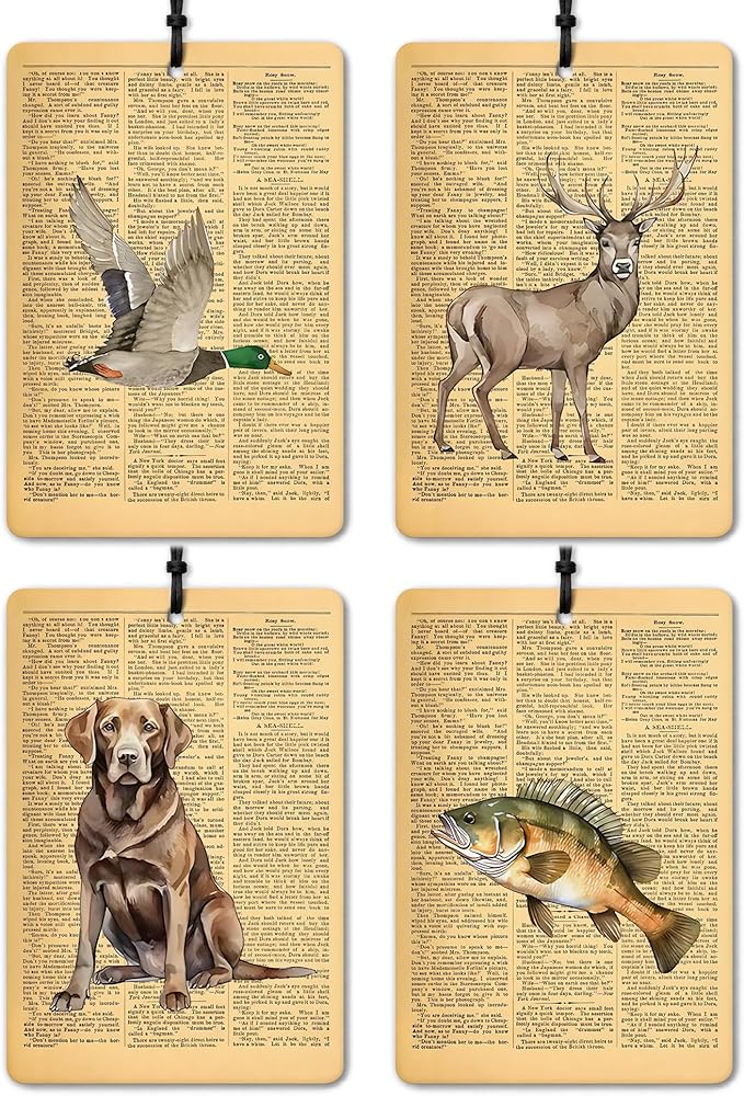 Vintage Mallard Duck deer dog fish Car Air Freshener 4 Pcs,Rustic Farmhouse Farm Animal Air Freshener Hanging for Cars Books Closet Drawer,Mallard Duck Lover Gifts Car Accessories for Women Men