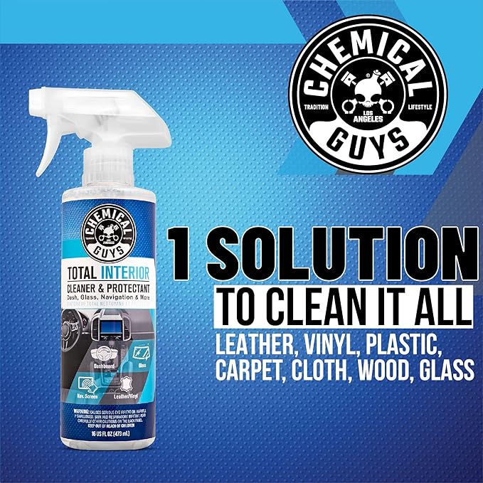 Chemical Guys Total Interior Cleaner & Protectant – Chemical Guys Interior Cleaner, Cleans & Protects Leather, Vinyl, Plastic, Rubber, Glass with a Streak-Free Finish — 16 Fl Oz (Pack of 2)
