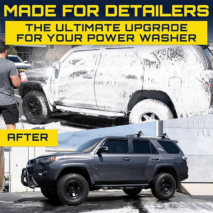 Foam Cannon Pressure Washer Gun, Stubby Foam Sprayer for Car Wash, Power Washer Swivel for Pressure Washers - Incl. Wash Mitt & Microfiber Towel, Ultimate Detailing Kit for Deep Cleaning