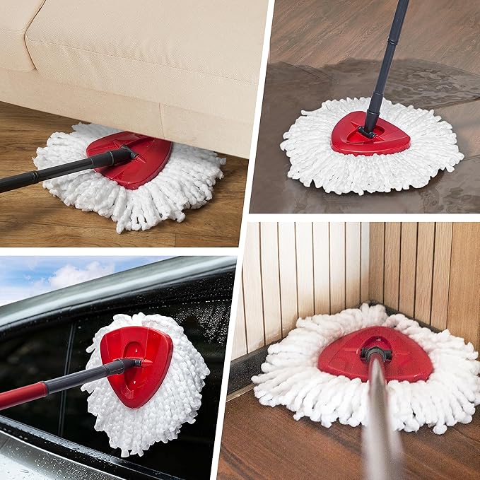 Spin Mop Replacement Heads – 4-Pack Spin Mop Refill Compatible with O-Cedar Easy Wring Spin Mop – High-Absorbent Microfiber Mop Head Replacement – Mop Refills for Easy Floor Cleaning