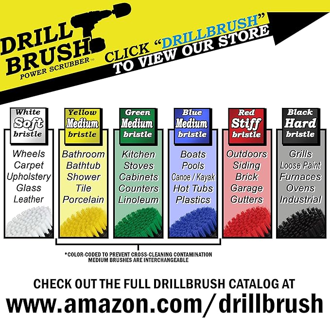 Ultra Stiff Drill Powered Cleaning Brush Set - Heavy Duty Industrial Stripping - Cordless Drill Power Scrubber Grill Brush for Household Cleaning Supplies - Rust Remover - No Wires - BBQ Grill Brush