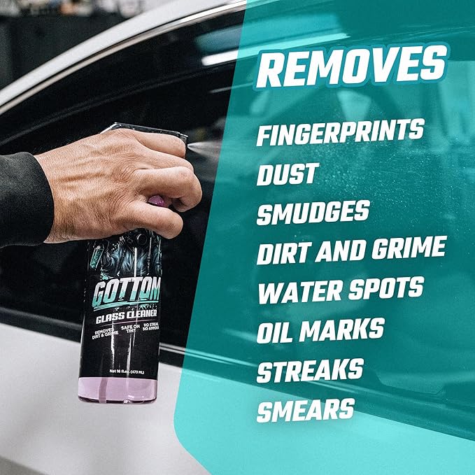 Gottom Glass Cleaner Spray – 16oz, Ammonia Free, Streak-Free Window & Glass Cleaner, Safe on Tint – Perfect for Mirrors, Windows, & Glass Surfaces – Effective Dirt & Grime Remover
