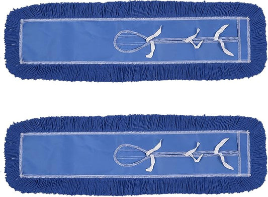 36"" Industrial-Grade Cotton Dust Mop Head Refills, Perfect Replacement for Busy Home, Gym, Commercial Spaces, Heavy-Duty Mop for Janitorial & Housekeeping Needs - 2 Pack (Blue)