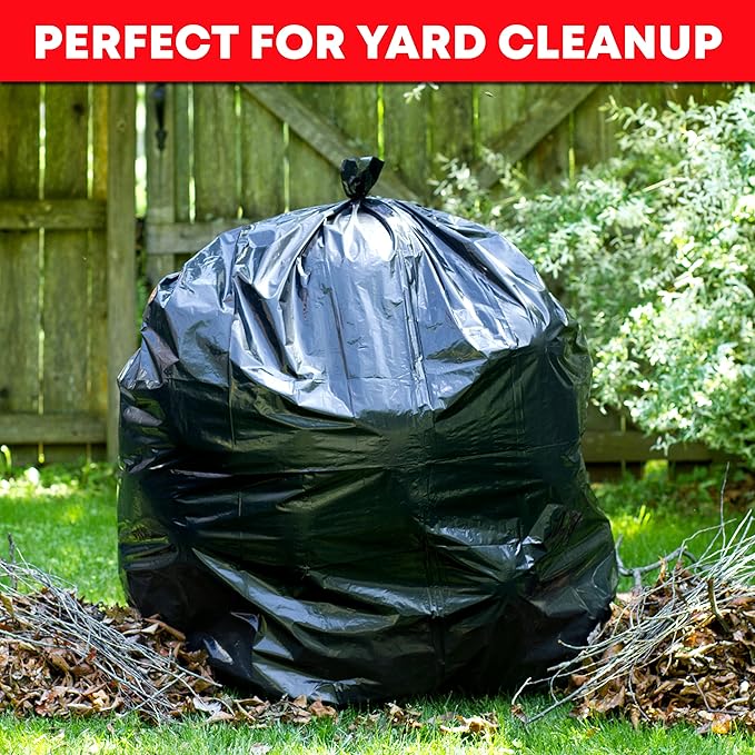 Veska Contractor Garbage Bags 55 Gallon 3 MIL Heavy Duty (MegaValue 50 Bags w/Ties) Contractor Trash Bags 50-60 Gallon 3 Mil Contractor Bag Heavy Duty 55 Gallon, Extra Large Industrial Contractor