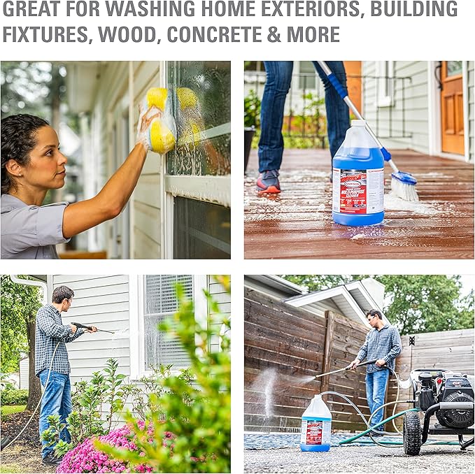 Simpson Cleaning 88281 Cleaner, Concentrated Soap Solution for Pressure Washers and Spray Bottles, Use on Concrete, Vinyl Siding, Appliances, Windows, Cars, Fences, Decks, Blue, 1 Gallon