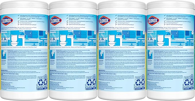 Clorox Disinfecting Cleaning Wipes for Spring Cleaning & Allergy Season, Bleach Free, Fresh Scent and Crisp Lemon, 75 Count Each, Pack of 4