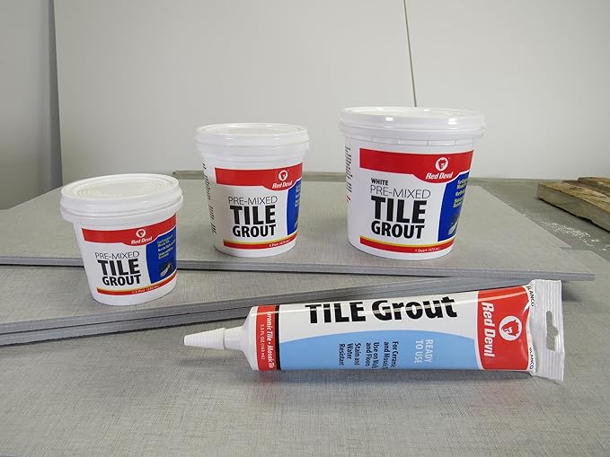 Red Devil 0425 Pre-Mixed Tile Grout - Professional Quality, Excellent Adhesion, Ideal for Wall & Floor Use - 5.5 oz, White, Made in USA
