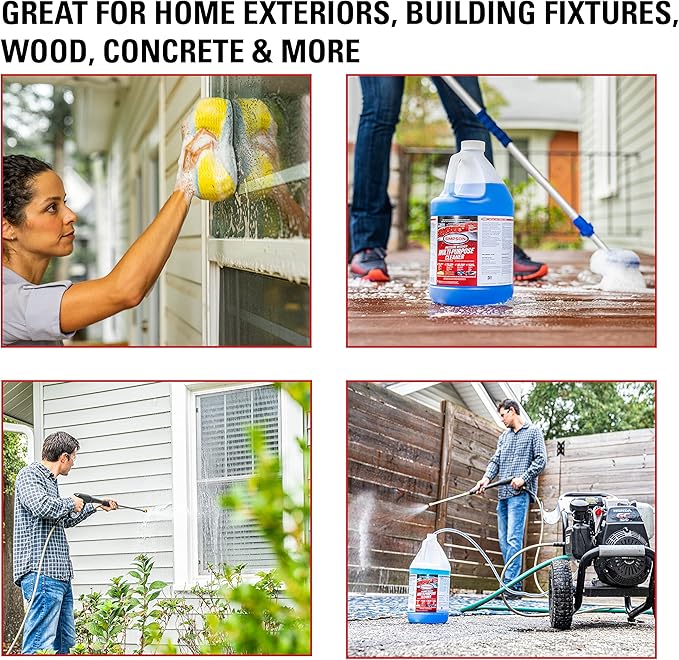 Simpson Cleaning 88281 Cleaner, Concentrated Soap Solution for Pressure Washers and Spray Bottles, Use on Concrete, Vinyl Siding, Appliances, Windows, Cars, Fences, Decks, Blue, 1 Gallon