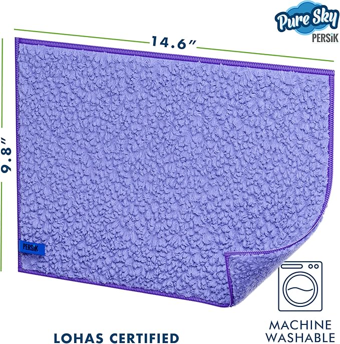 persik Pure-Sky Magic Deep Clean Cleaning Cloth – JUST ADD Water No Detergents Needed - Multipurpose Ultra Microfiber Cloth - Attachable to Mop, or as Handheld Microfiber Towels - Pack of 2