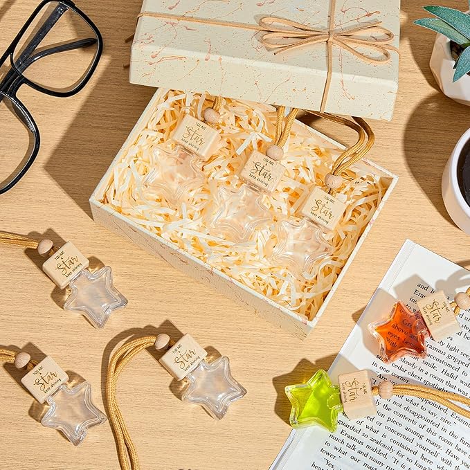 12 Pcs Employee Appreciation Gifts 8ml Car Diffuser Air Freshener Hanging Ornament Empty Glass Essential Oil Bottle Thank You Gift for Volunteer Administrative Professionals Staff Coworker Teacher