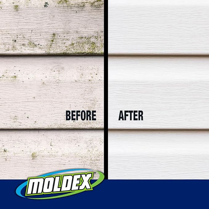 Moldex® Instant Outdoor Cleaner with Hose End, Non Bleach Formula, 64 oz – Fast Acting Spray for Mold and Mildew Stains on Siding, Decks, Fences and Exterior Surfaces
