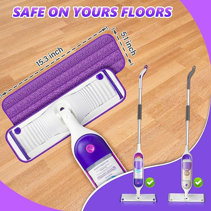 Dust Mop Wet Mop with 9 Washable Pads for Hardwood Floors