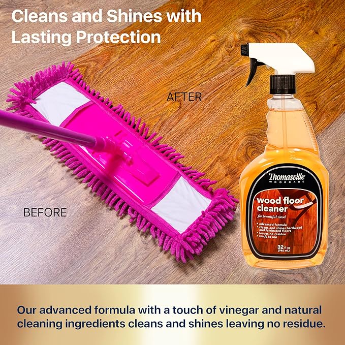 Thomasville WOOD FLOOR CLEANER – Use on Hardwood, Laminated or Faux Finished Floors. Shine Restorer Protector, Surface Cleaner House Cleaning Supplies Home Improvement, Natural Look, Cuts Grease