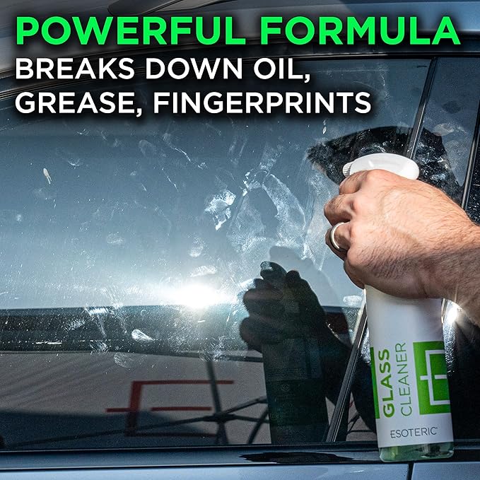 ESOTERIC Glass Cleaner for Cars – Streak Free Automotive Glass Cleaner Spray, Safe on Tinted Windows, Professional Car Window Cleaner for Interior and Exterior Auto Glass