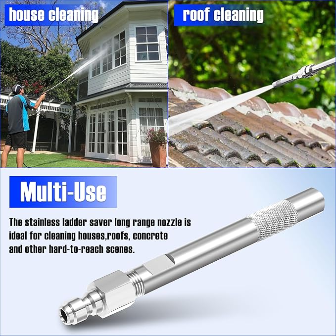 JOEJET Pressure Washer Long Range Chemical Nozzle, Shooter Tip Power Washer Compatible with Ladder Saver for 1000 to 6000 Psi Pressure Washing, 1/4’’ Quick Connect, 3.5-6 GPM