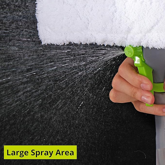 True & Tidy Window and Glass Cleaner Refillable Spray Bottle with Built-in Squeegee and Machine-Washable Microfiber Scrubber, Use Any Cleaning Solution, 10 inches
