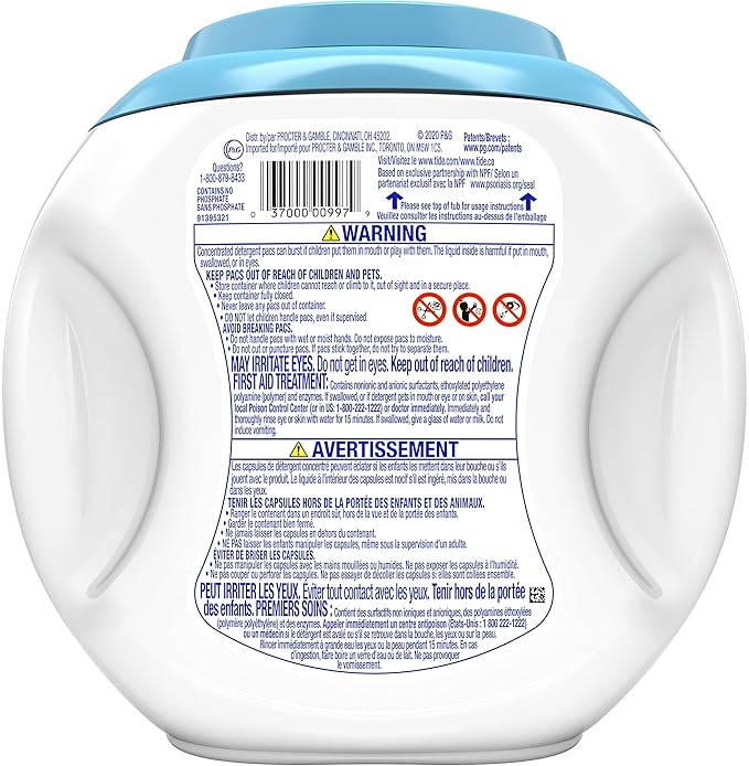 Tide Pods Liquid Detergent Pacs, Free & Gentle, 42 Count (Pack of 4) (Packaging May Vary)