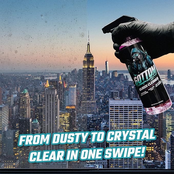 Gottom Glass Cleaner Spray – 16oz, Ammonia Free, Streak-Free Window & Glass Cleaner, Safe on Tint – Perfect for Mirrors, Windows, & Glass Surfaces – Effective Dirt & Grime Remover