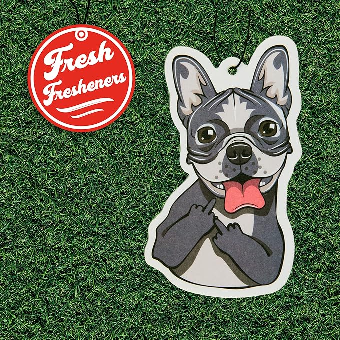 Fresh Fresheners Cute and Funny Dog Car Air Fresheners 6 Pack Scented With Premium Oils By Fresh Fresheners (F Frenchie, 6 Pack)