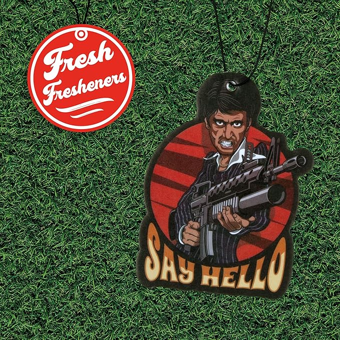 Fresh Fresheners Cute Funny Car Air Fresheners 4 Pack Scented with Premium Oils (Scarface)